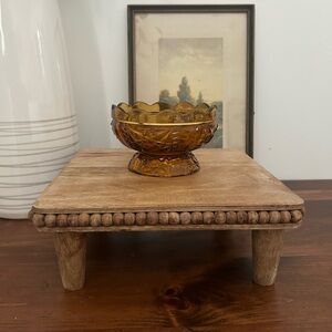 Indiana Glass Stars and Bars Amber Fairy Lamp Base